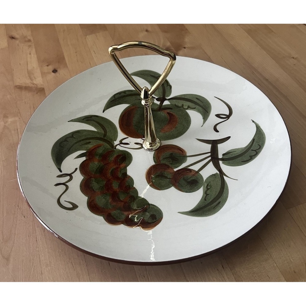 Stangl Orchard Song Hand Painted Tidbit Tray Serving Plate w/ Handle 10" USA
